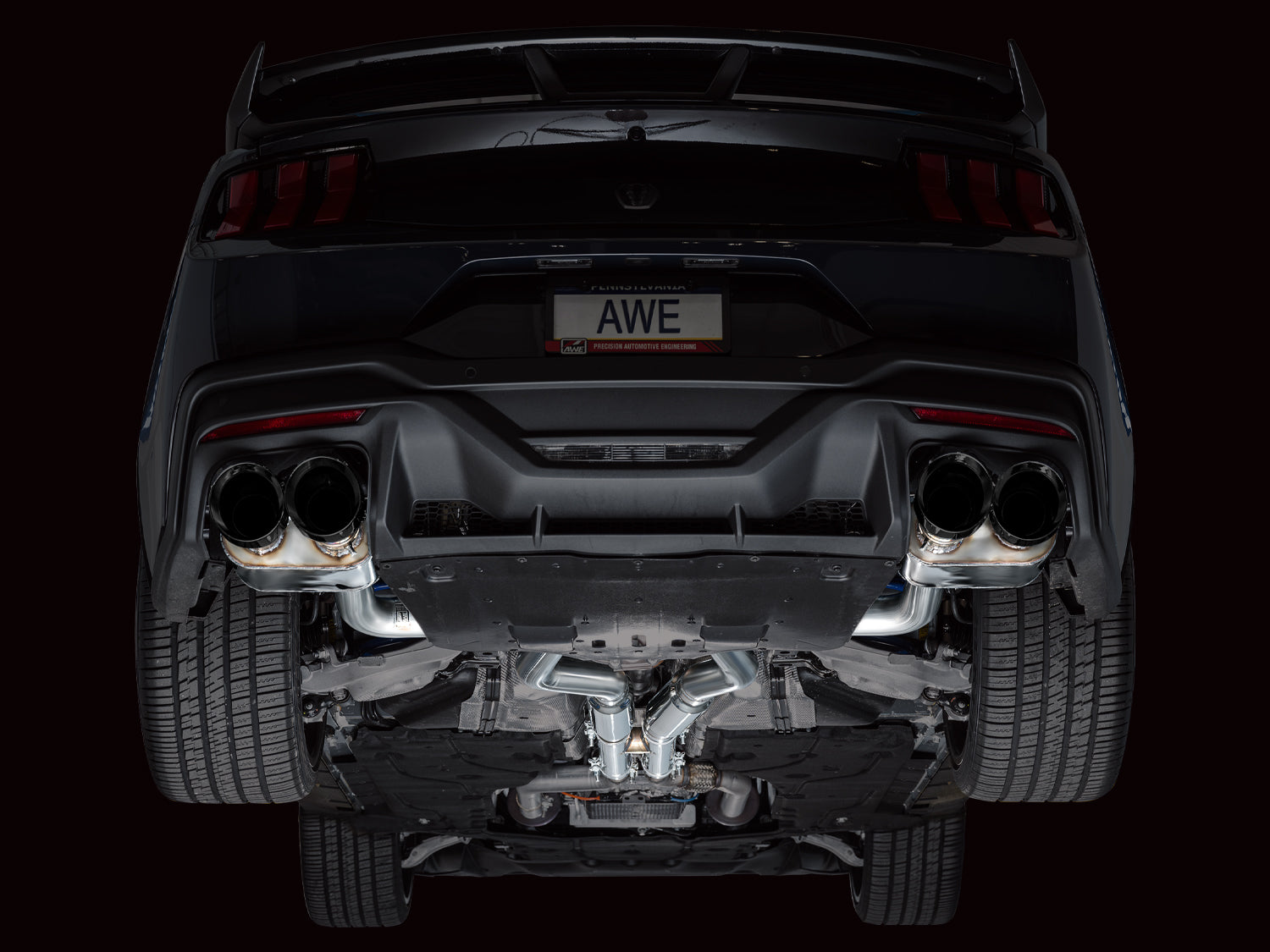 AWE SwitchPath™ Exhaust for S650 Ford Mustang Dark Horse - Quad Diamond Black Tips