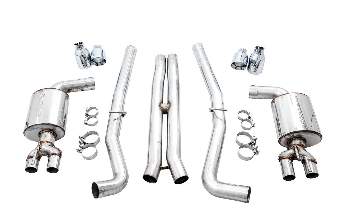 AWE Touring Edition Exhaust for 15+ Challenger 6.4 / 6.2 SC - Chrome Silver Quad Tips