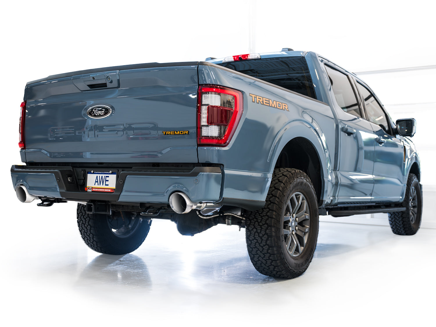 AWE 0FG Non-Resonated Catback for '21+ Ford F-150 Tremor (With Bumper Cutouts) - Chrome Silver Tips