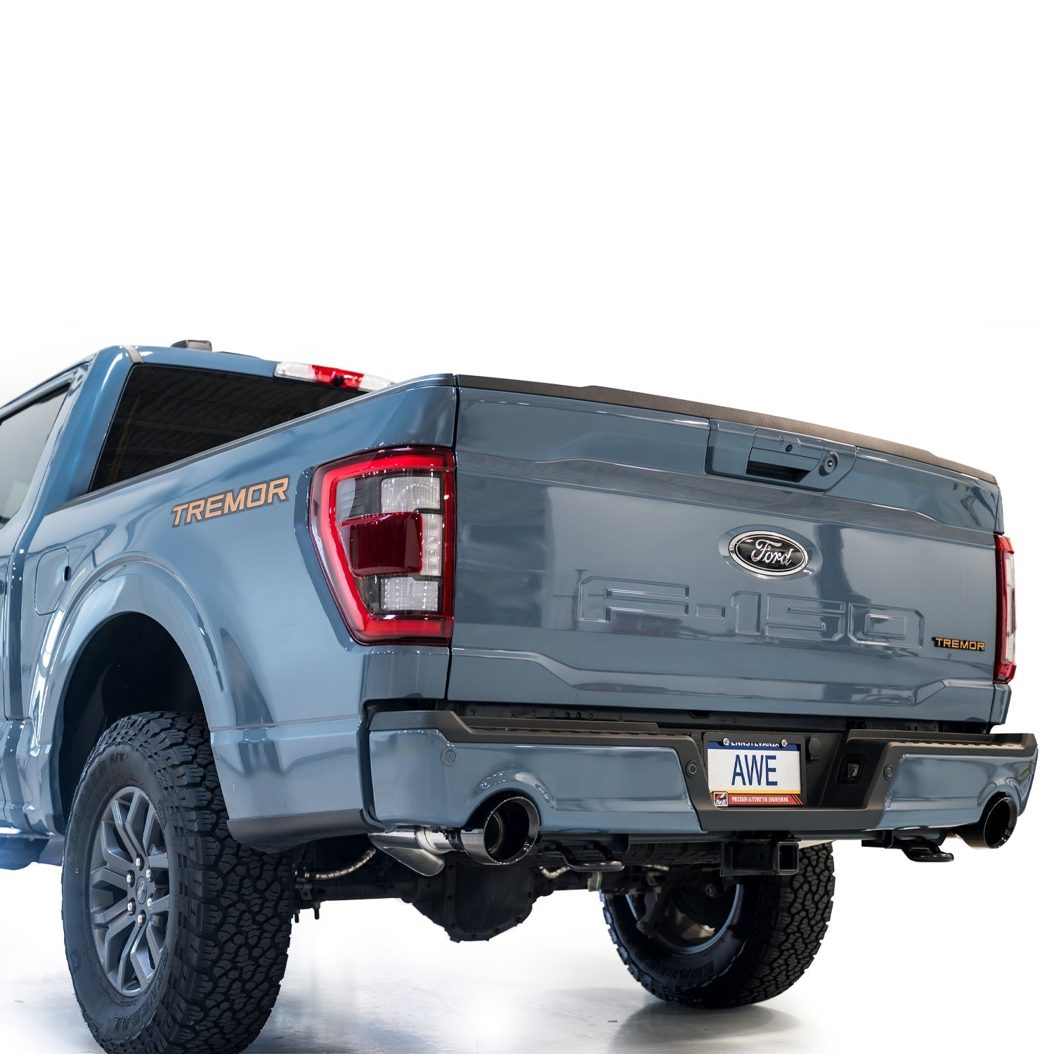 AWE 0FG Resonated Catback for '21+ Ford F-150 Tremor (With Bumper Cutouts) - Diamond Black Tips