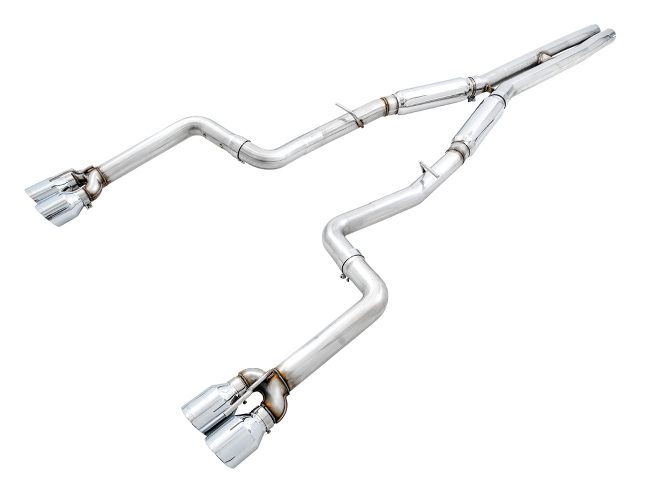 AWE Track Edition Exhaust for 15+ Challenger 6.4 / 6.2 SC - Chrome Silver Quad Tips