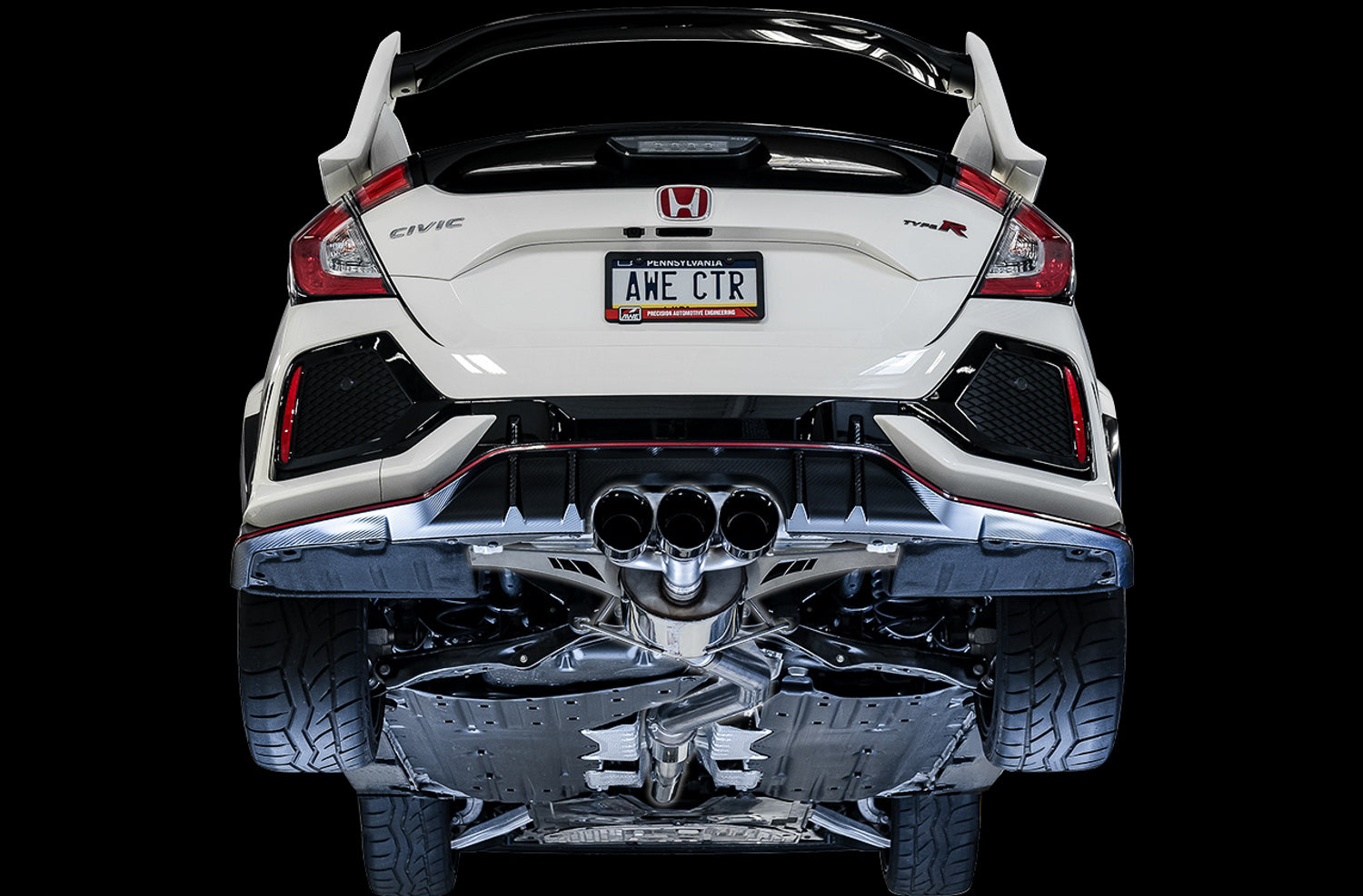 AWE Touring Edition Exhaust for FK8 Civic Type R (includes Front Pipe and DualPhase Mid Pipe) - Triple Diamond Black Tips