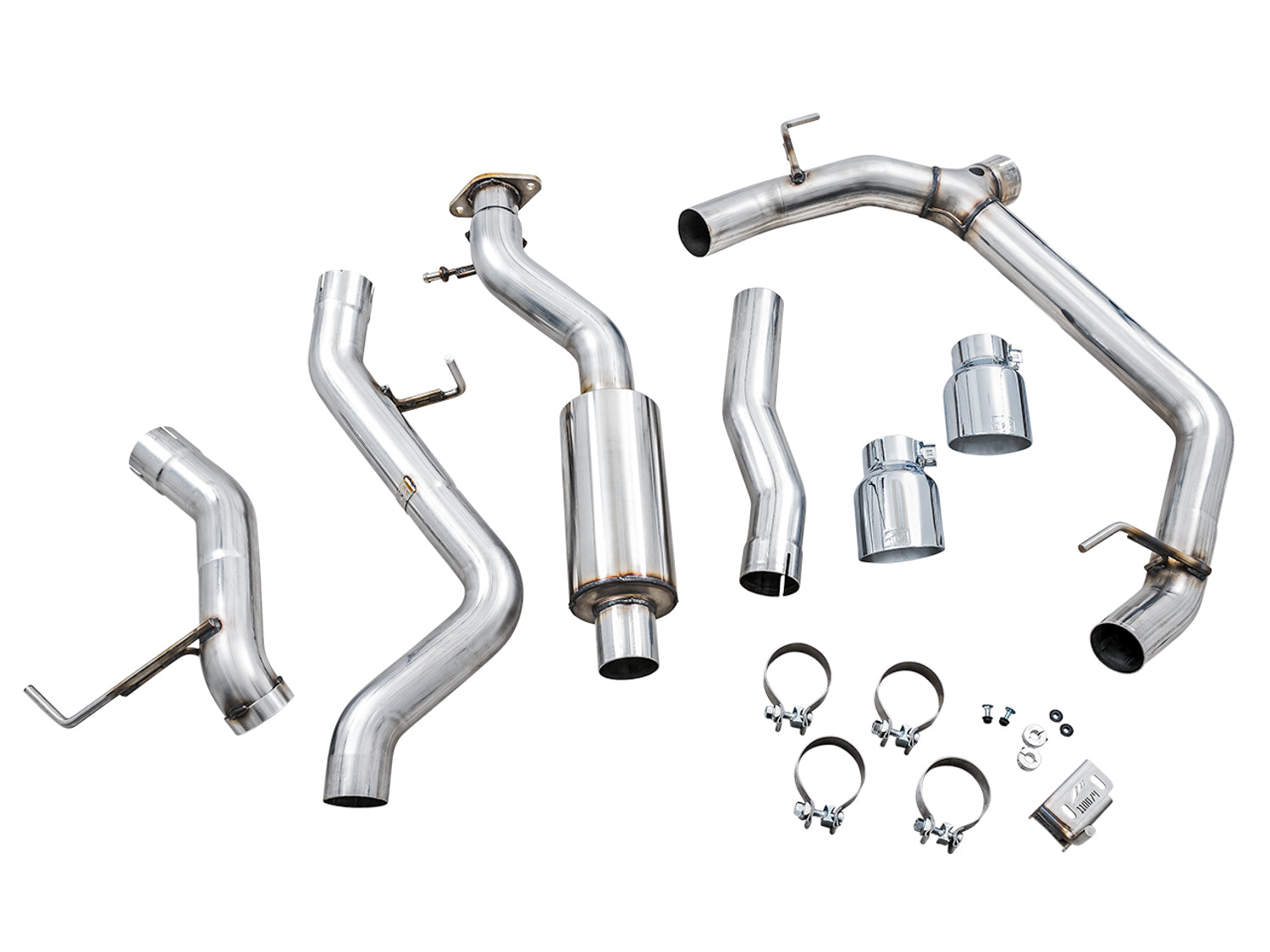 AWE 0FG Catback Exhaust for Ford Bronco with BashGuard™ - Dual 4.5" Chrome Silver Tips