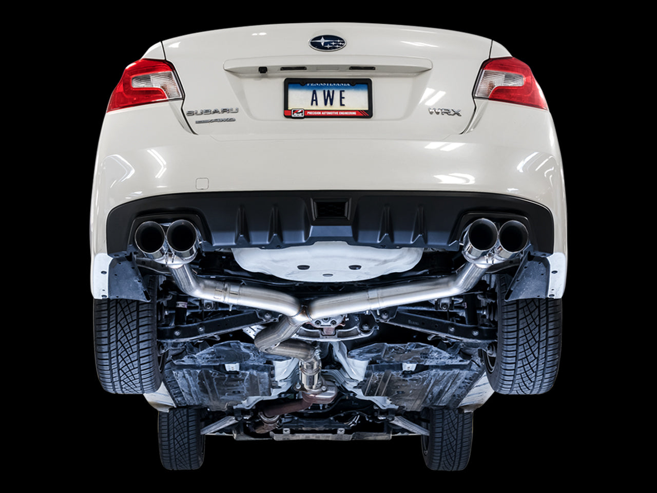 AWE Track Edition Exhaust for VA / GV WRX / STI Sedan - Chrome Silver Quad Tips (102mm)