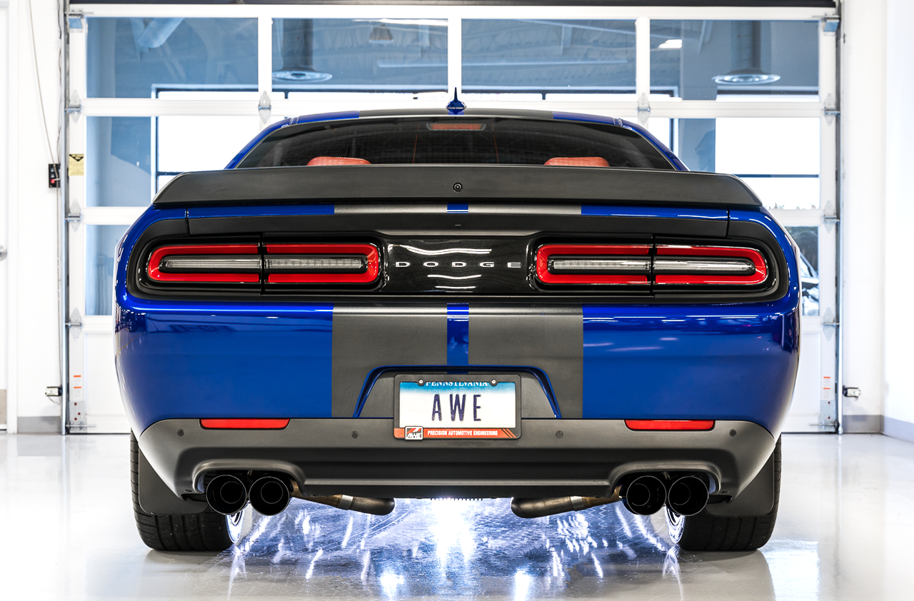 AWE Touring Edition Exhaust for 15+ Challenger 6.4 / 6.2 SC - Diamond Black Quad Tips