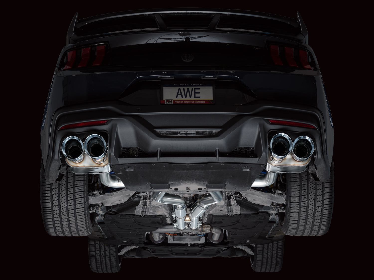 AWE SwitchPath™ Exhaust for S650 Ford Mustang Dark Horse - Quad Chrome Silver Tips