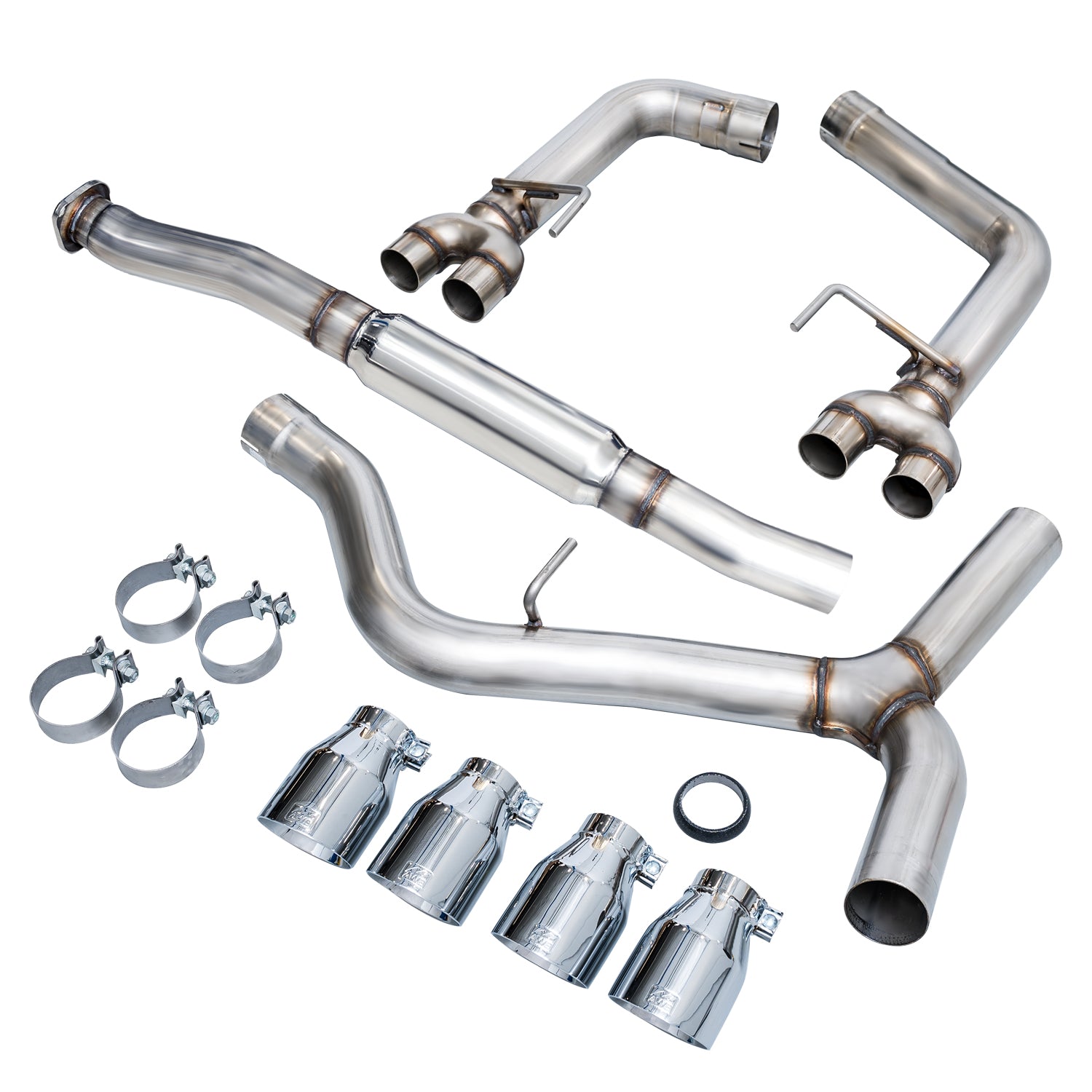 AWE Track Edition Exhaust for VA / GV WRX / STI Sedan - Chrome Silver Quad Tips (102mm)