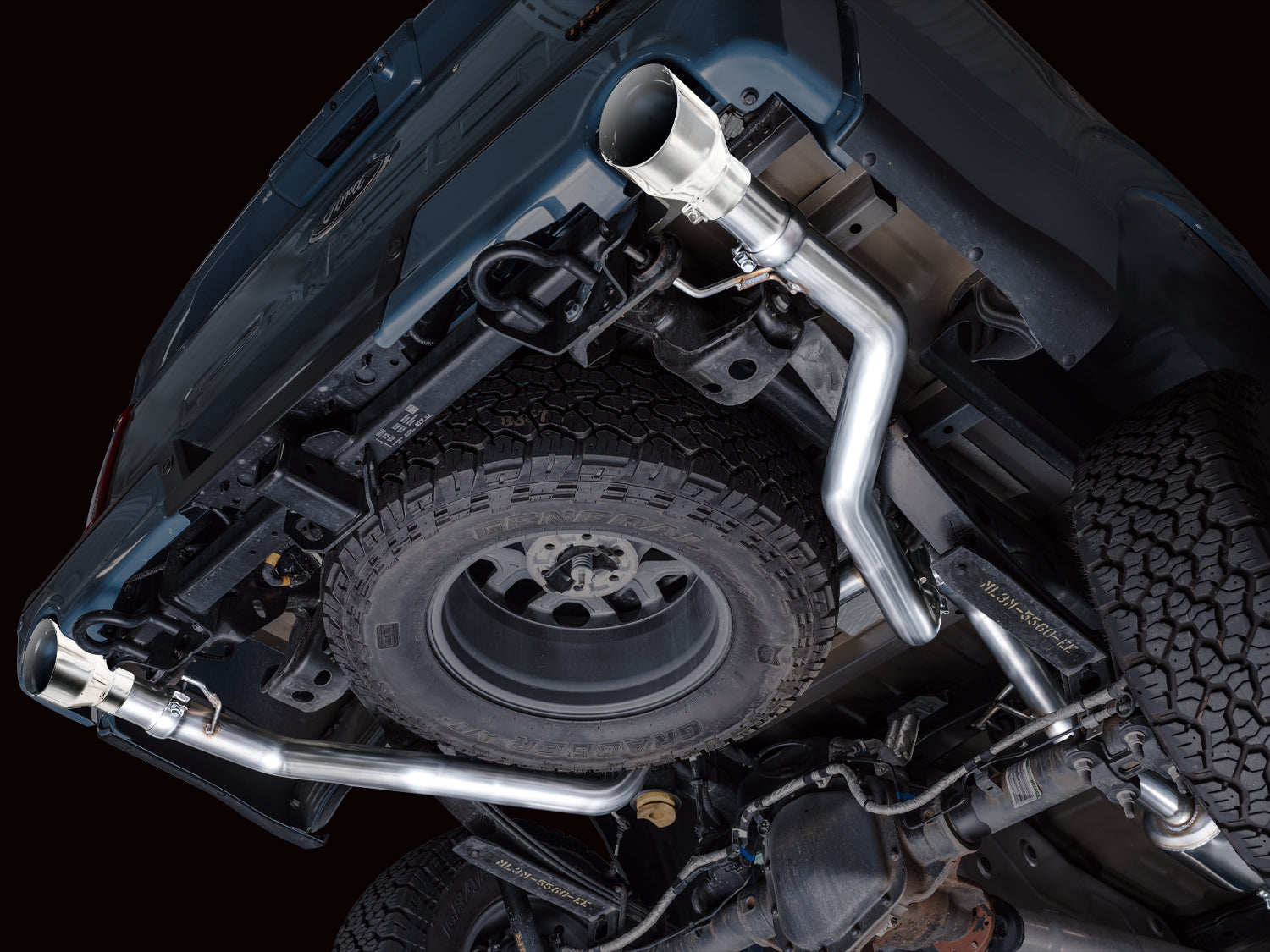AWE 0FG Resonated Catback for '21+ Ford F-150 Tremor (With Bumper Cutouts) - Chrome Silver Tips