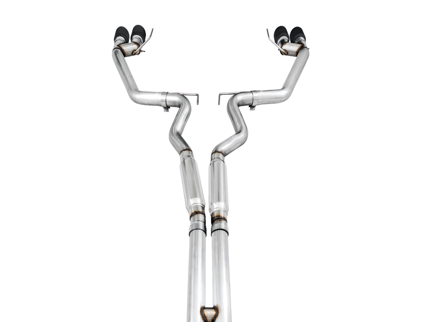 AWE Track Edition Cat-back Exhaust for the '18-'23 S550 Mustang GT - Quad Diamond Black Tips