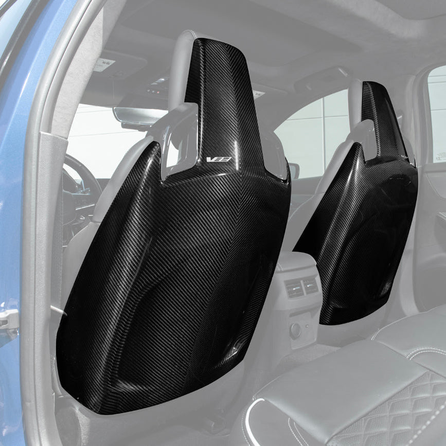 2020-Up Cadillac CT5 Dry Carbon Fiber High-Performance Front Bucket Seat Back Replacement Covers
