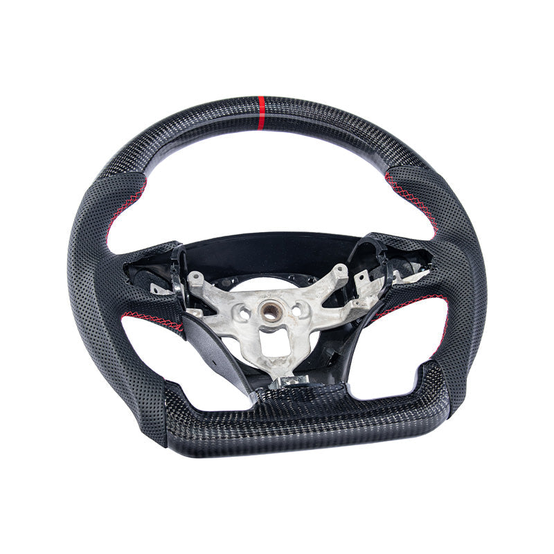 2012-13 Corvette C6 CARBON FIBER Perforated Leather Red Stripe Steering Wheel