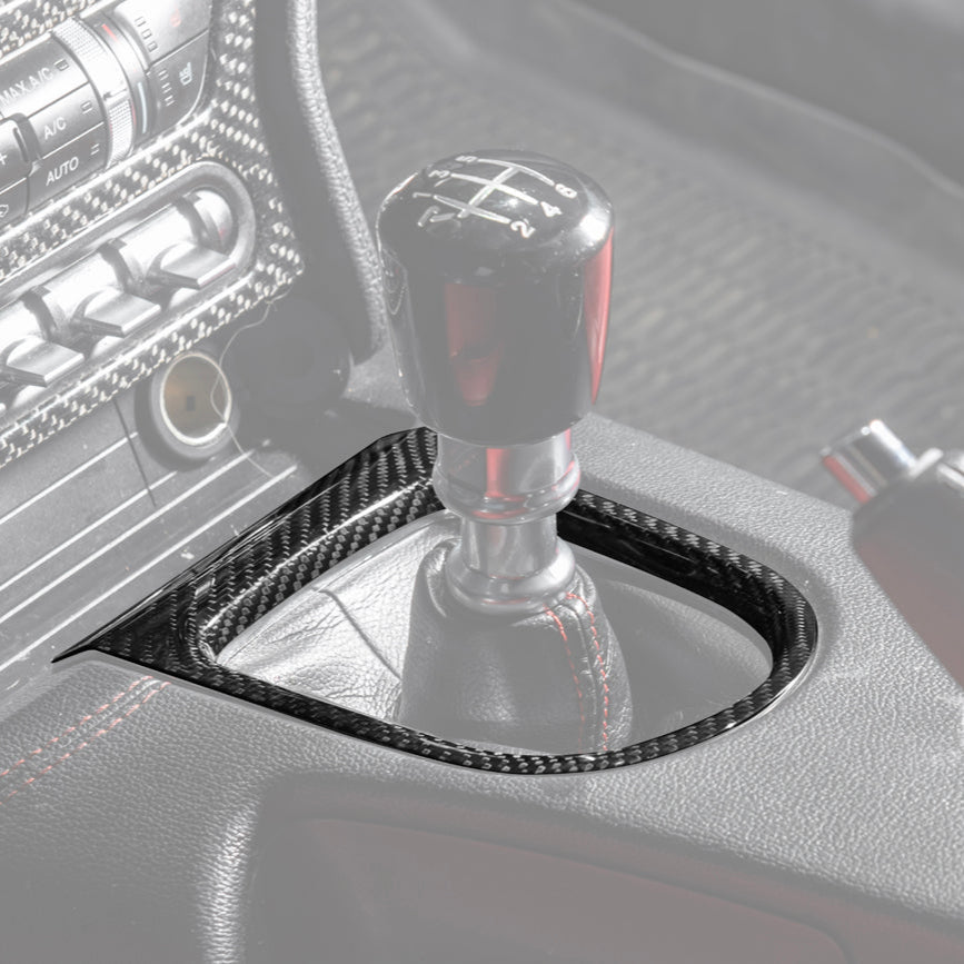 2015-23 Ford Mustang DRY CARBON FIBER Center Gear Shift Panel Trim Cover