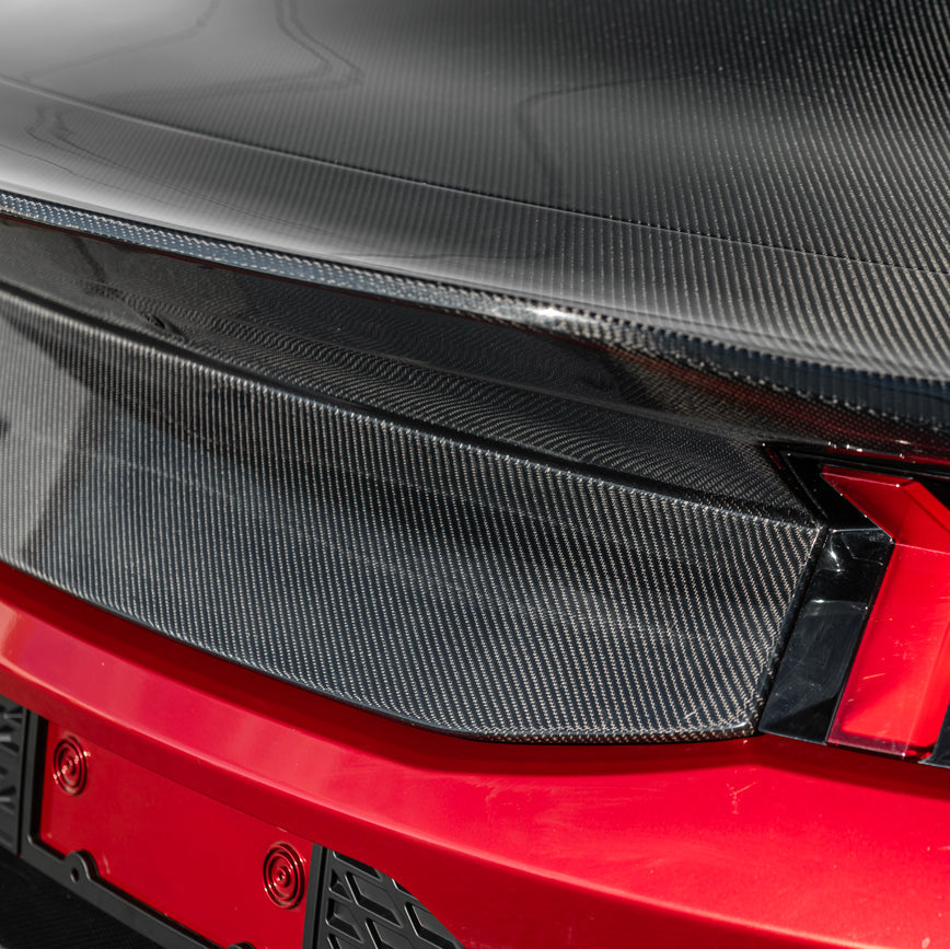 2024-Up Ford Mustang S650 | Super Snake Style Carbon Fiber Rear Trunk Lid with Integrated Spoiler