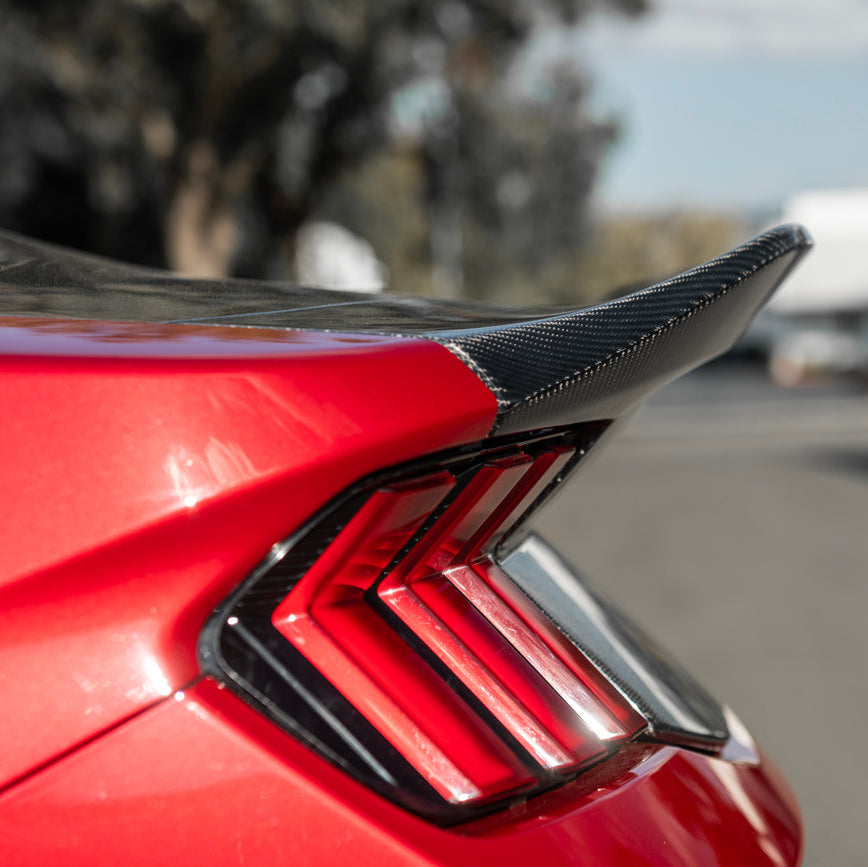 2024-Up Ford Mustang S650 | Super Snake Style Carbon Fiber Rear Trunk Lid with Integrated Spoiler