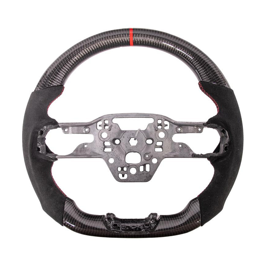 2024-Up Ford Mustang CARBON FIBER Alcantara Leather Red Stripe Steering Wheel