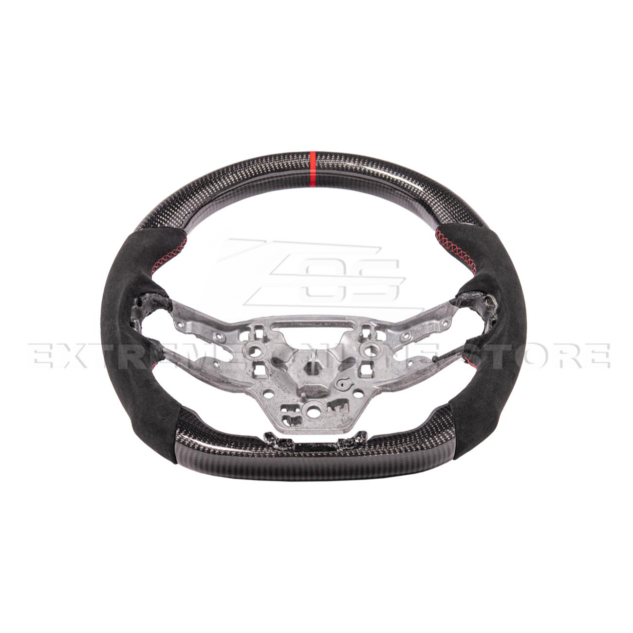 2024-Up Ford Mustang CARBON FIBER Alcantara Leather Red Stripe Steering Wheel