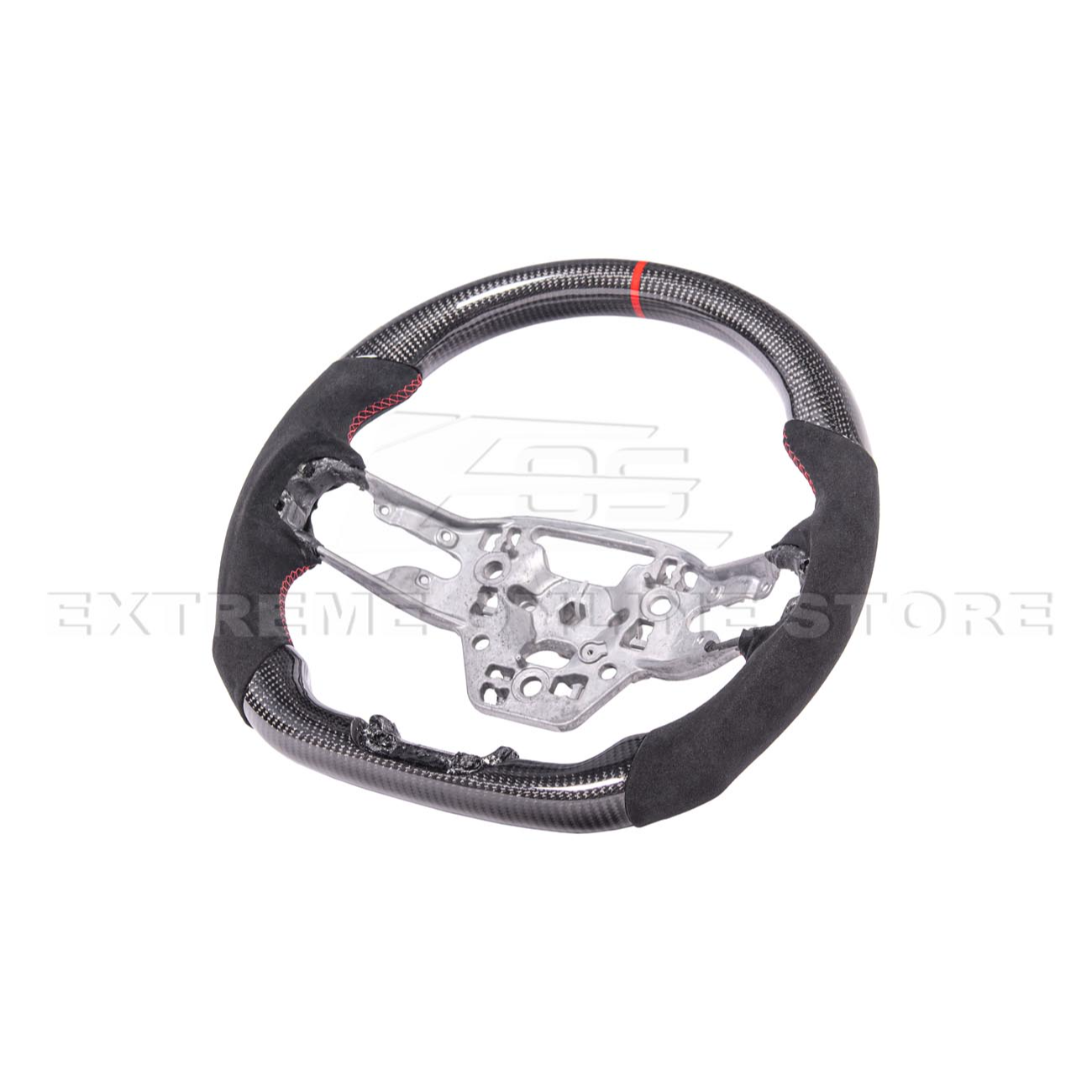 2024-Up Ford Mustang CARBON FIBER Alcantara Leather Red Stripe Steering Wheel