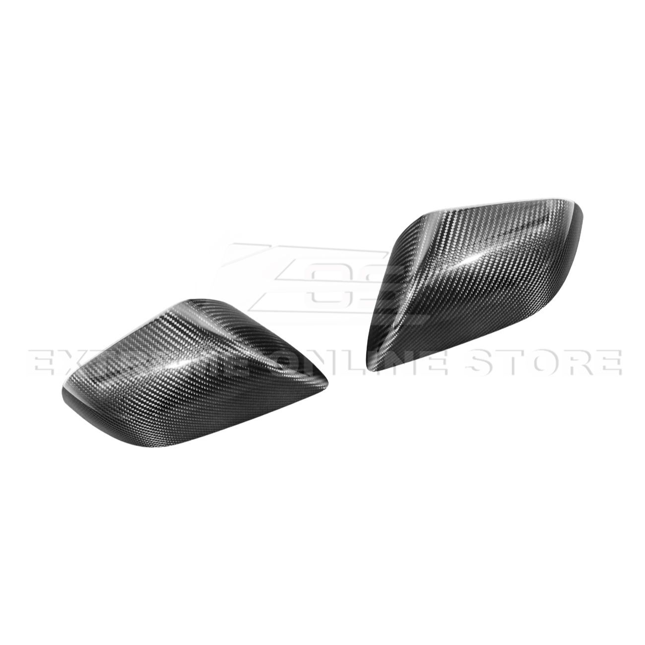 2024-Up Tesla Model 3 Dry Carbon Fiber Tape On Side Mirror Cap Covers Pair