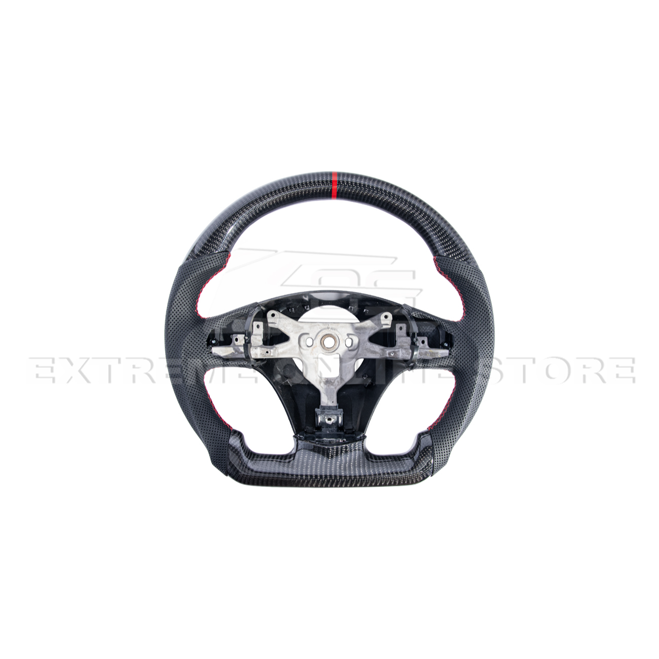 2012-13 Corvette C6 CARBON FIBER Perforated Leather Red Stripe Steering Wheel