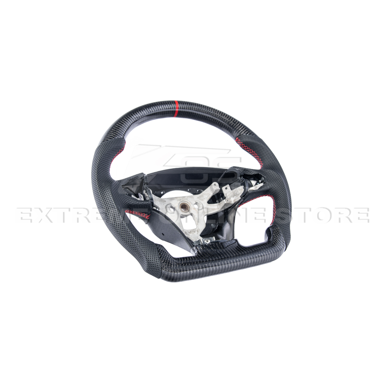 2012-13 Corvette C6 CARBON FIBER Perforated Leather Red Stripe Steering Wheel