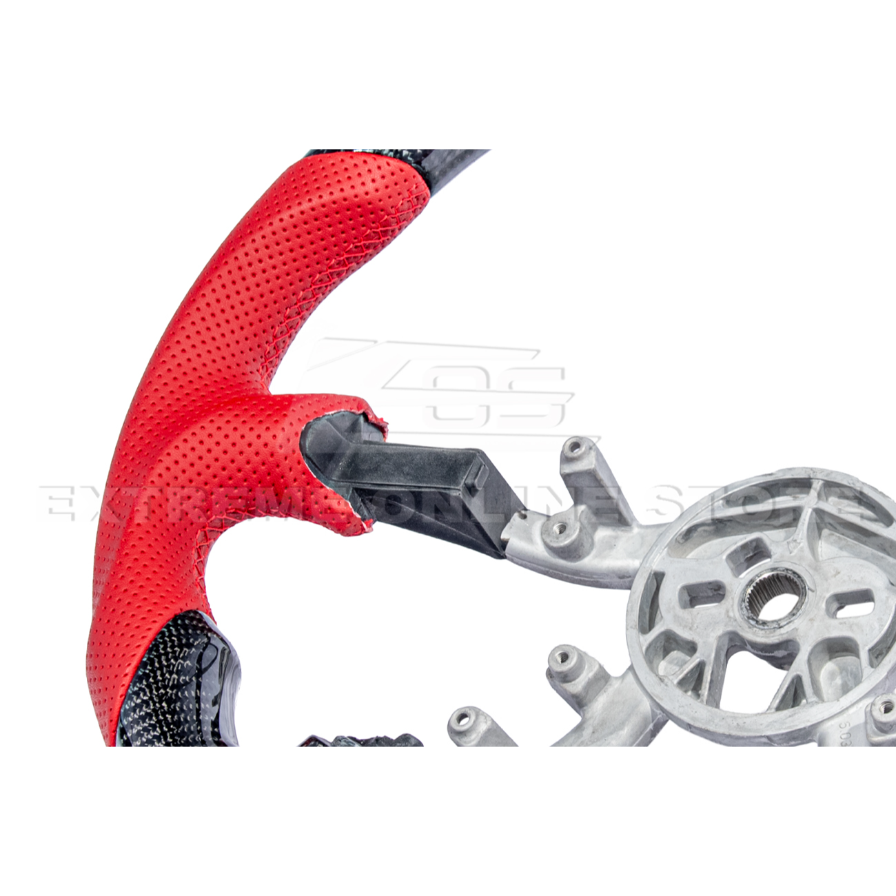 1997-04 Corvette C5 CARBON FIBER Red Perforated Leather Stripe Steering Wheel