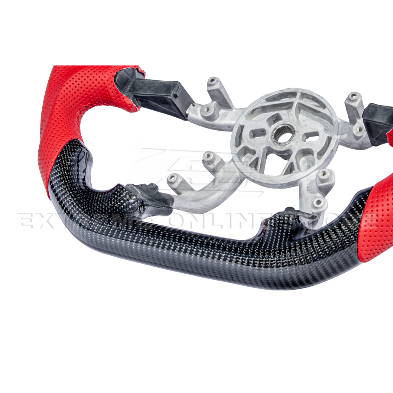 1997-04 Corvette C5 CARBON FIBER Red Perforated Leather Stripe Steering Wheel