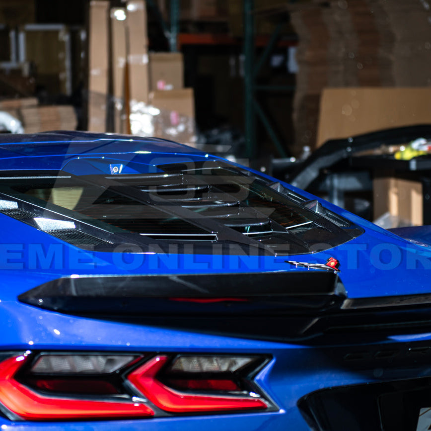 Corvette C8 | ZR1 Style CARBON FLASH Rear Window Vent Louver Cover