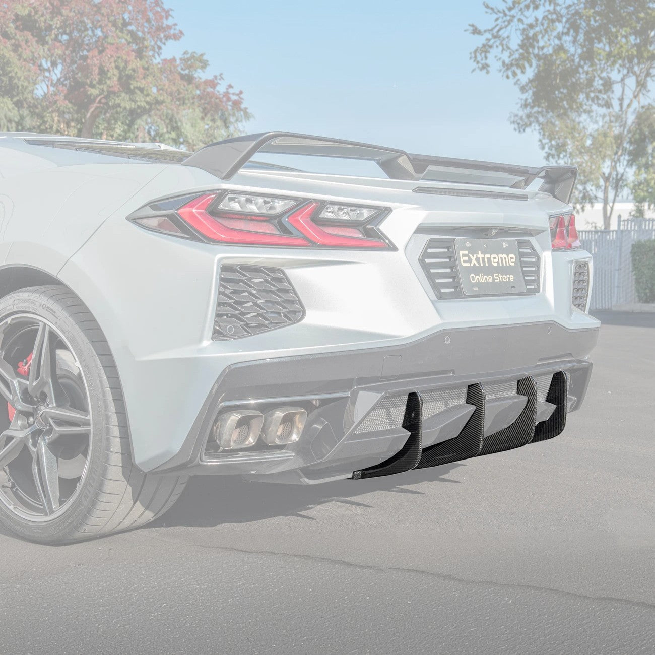 Corvette C8 Stingray DRY CARBON FIBEr Add-On Rear Diffuser Fin
