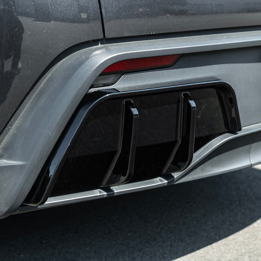 2025-Up Tesla Model Y | Fast Style Glossy Black Rear Bumper Finned Diffuser