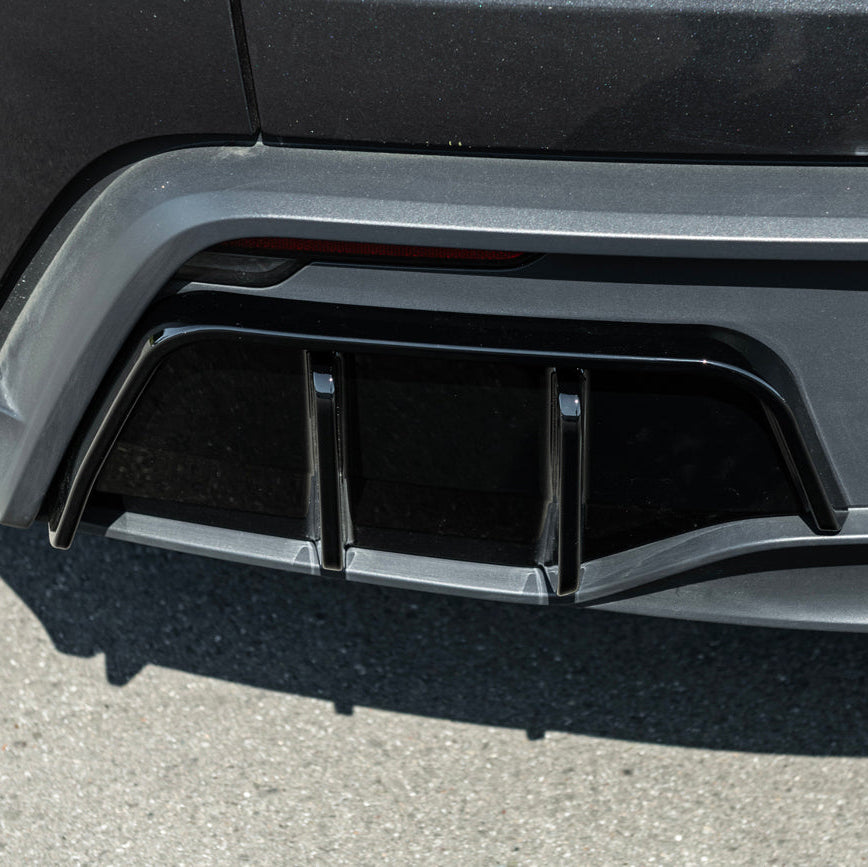 2025-Up Tesla Model Y | Fast Style Glossy Black Rear Bumper Finned Diffuser