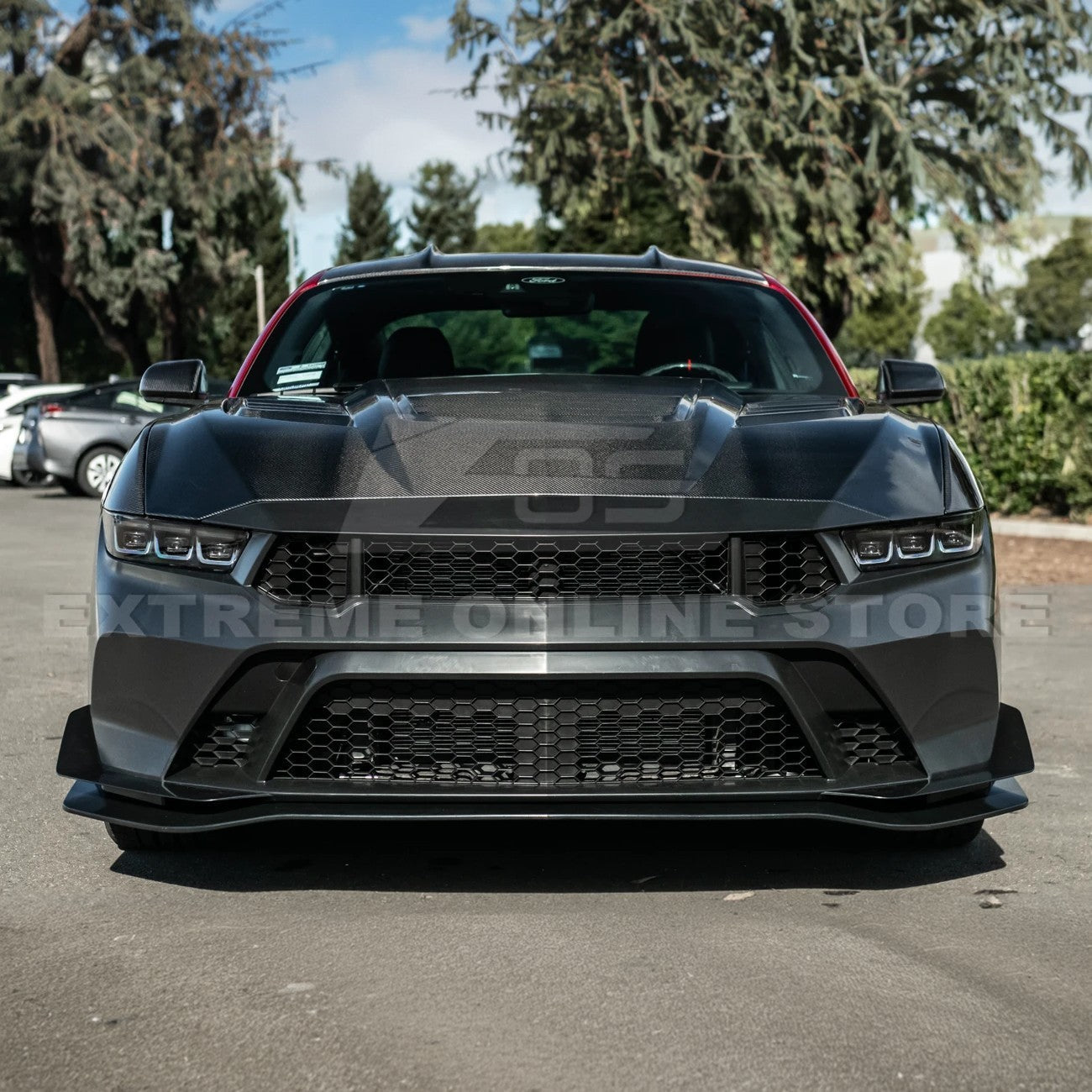 2024-Up Mustang GTD Style Full Conversion Primed Front Bumper Cover Grille Lip