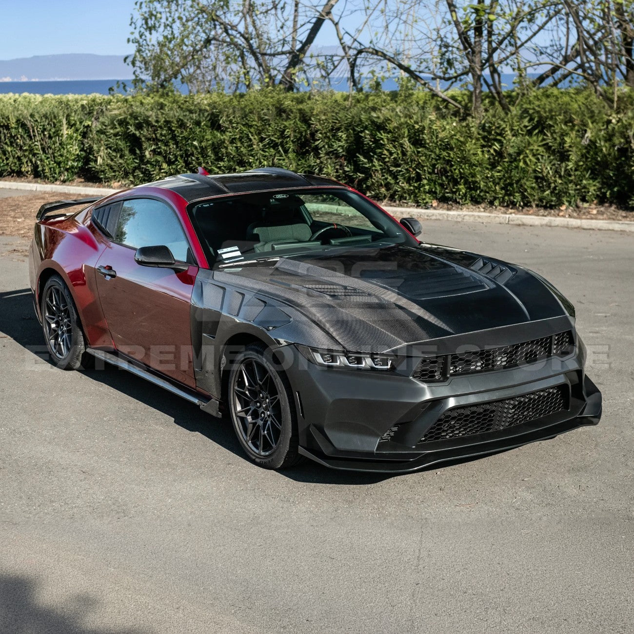 2024-Up Mustang GTD Style Full Conversion Primed Front Bumper Cover Grille Lip