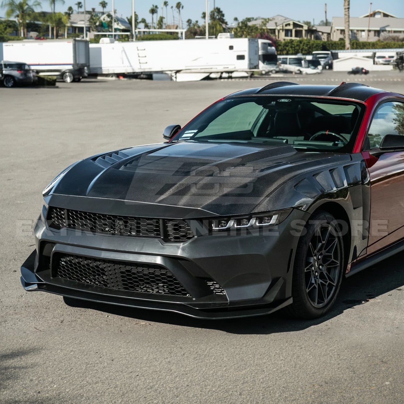 2024-Up Mustang GTD Style Full Conversion Primed Front Bumper Cover Grille Lip