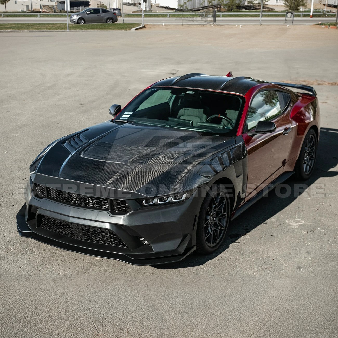 2024-Up Mustang GTD Style Full Conversion Primed Front Bumper Cover Grille Lip
