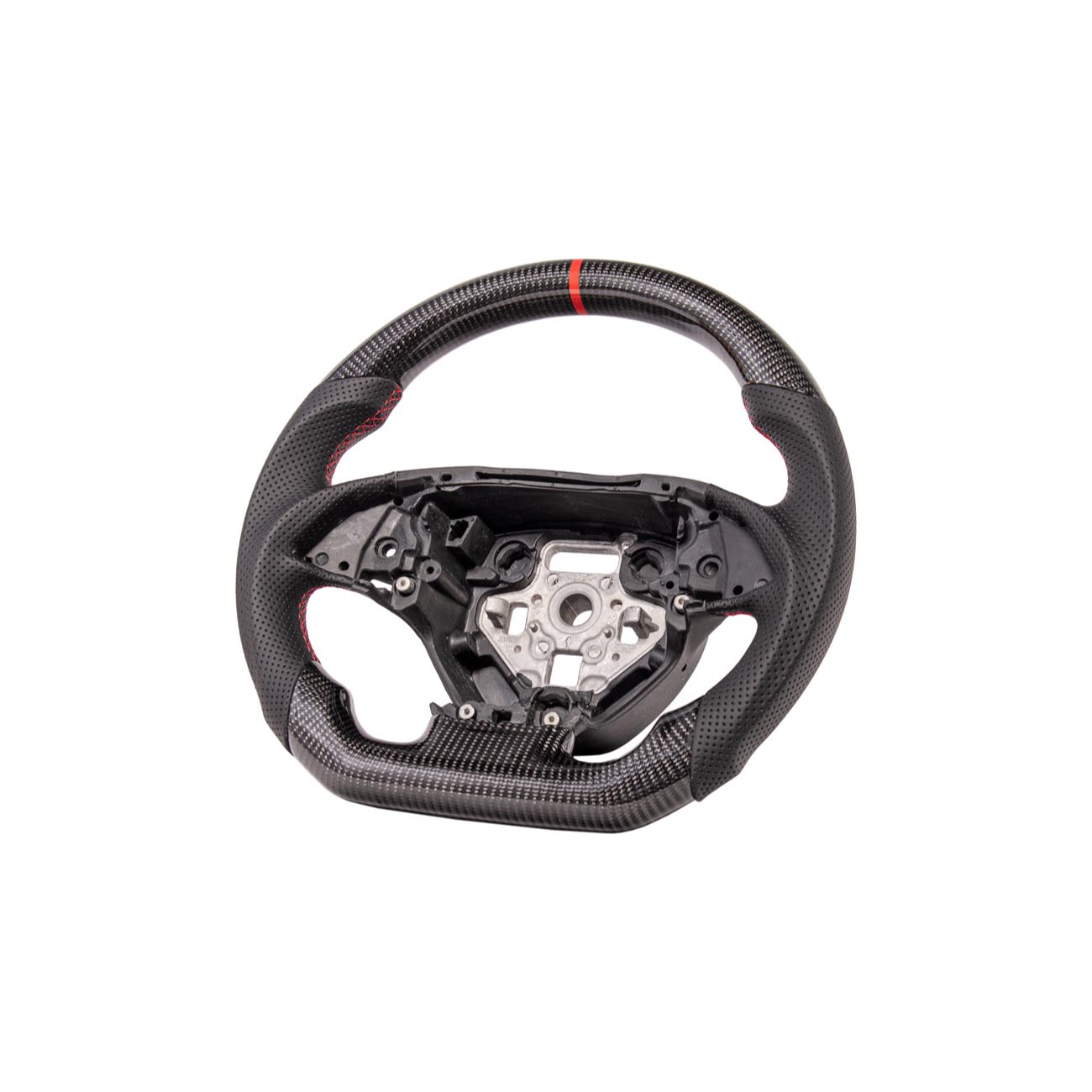 Chevrolet Corvette C7 Black Leather Red Stitching Carbon Fiber Steering Wheel