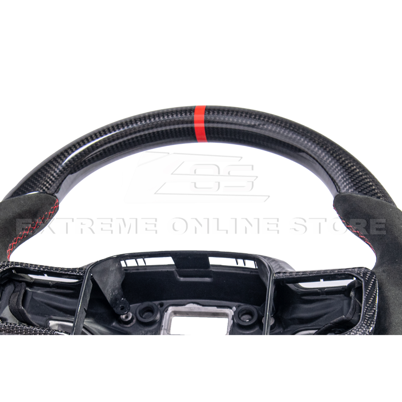 2021-Up Ford F-150 CARBON FIBER Alcantara Leather Red Stripe Steering Wheel