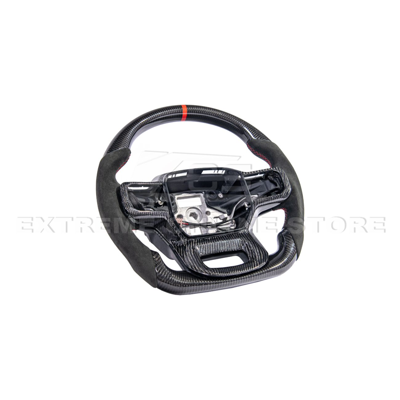 2021-Up Ford F-150 CARBON FIBER Alcantara Leather Red Stripe Steering Wheel