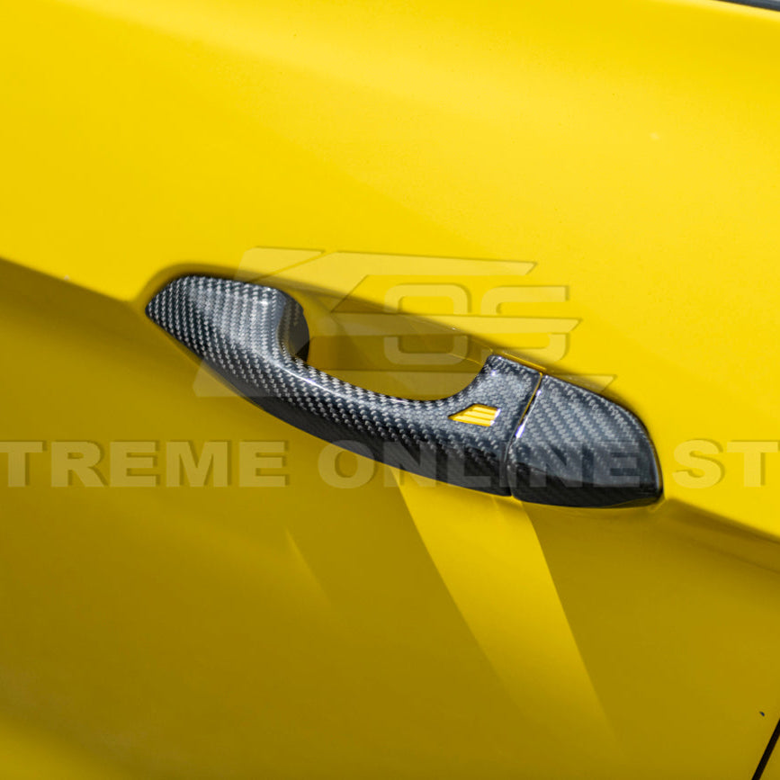 2015-23 Ford Mustang DRY CARBON FIBER Outer Door Handle Cover Set