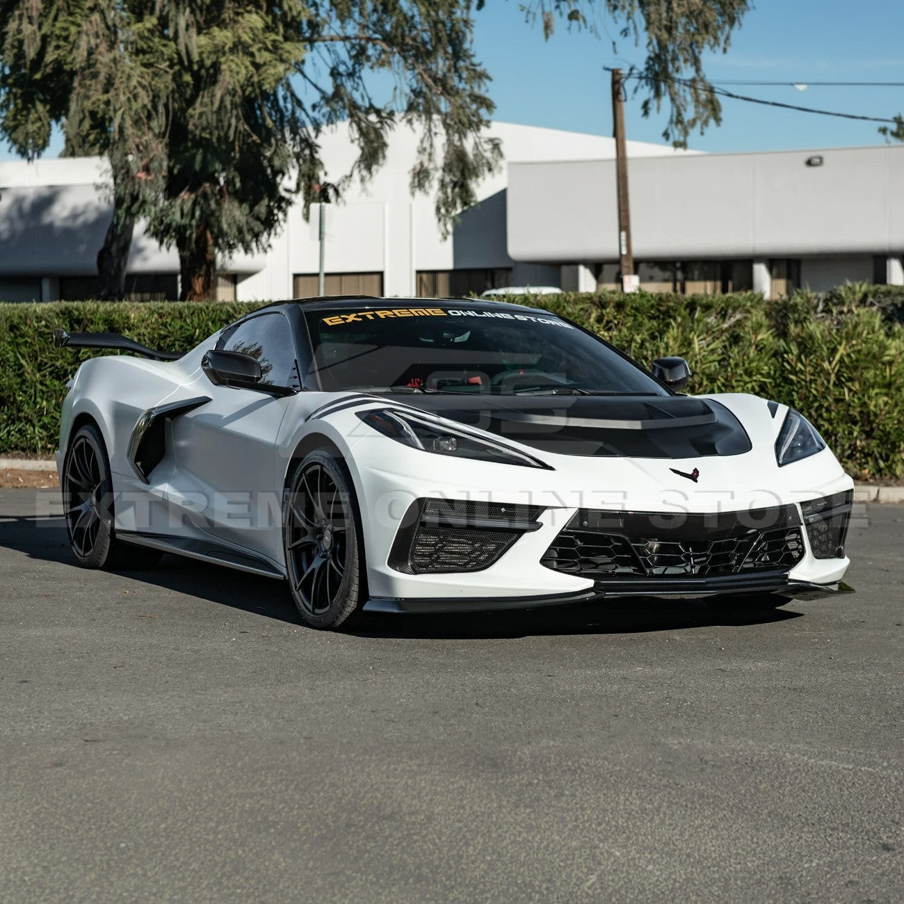 Corvette C8 ZR1 MATTE BLACK Front Bumper Vented Extractor Hood