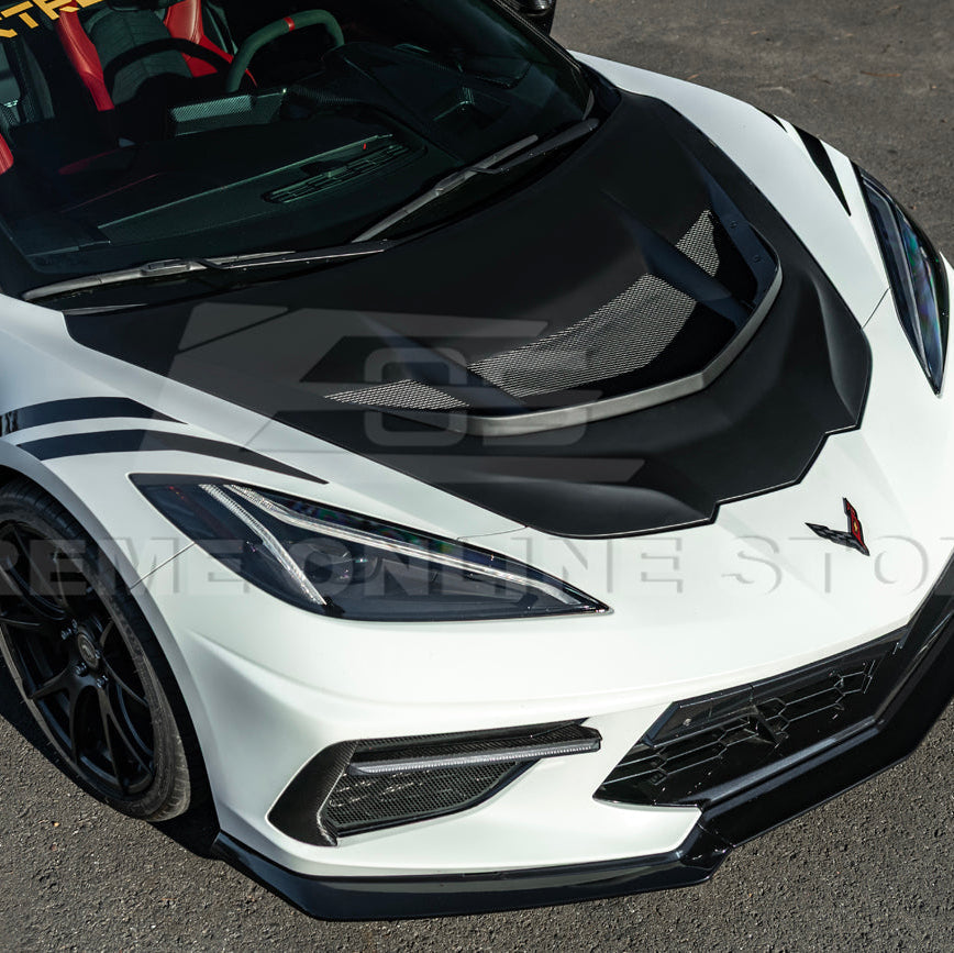 Corvette C8 ZR1 MATTE BLACK Front Bumper Vented Extractor Hood