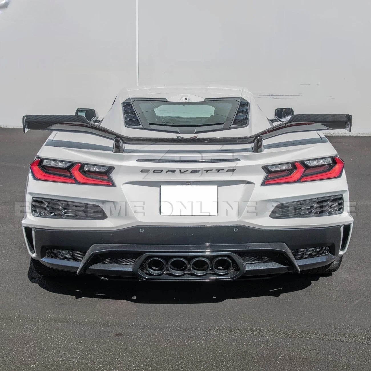 Corvette C8 Z06 DRY CARBON FIBER High Wing Spoiler Wicker Bill Extension