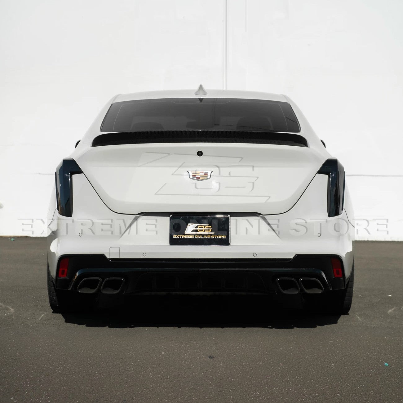 2020-Up Cadillac CT4 | SMOKE TINTED Rear Tail Light Trim Bezel Cover Pair