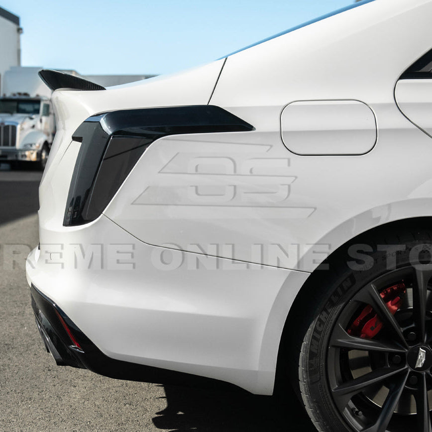 2020-Up Cadillac CT4 | SMOKE TINTED Rear Tail Light Trim Bezel Cover Pair