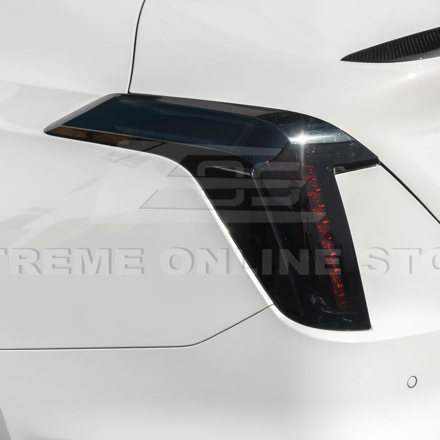 2020-Up Cadillac CT4 | SMOKE TINTED Rear Tail Light Trim Bezel Cover Pair