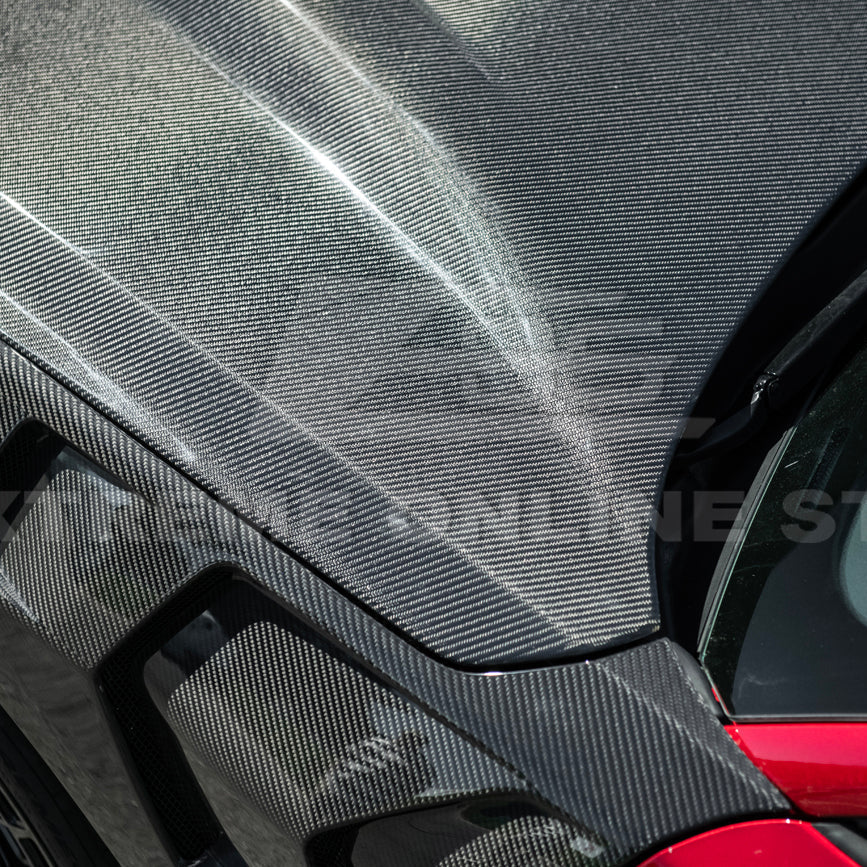 2024-Up Ford Mustang Super Snake Style CARBON FIBER Front Bumper Hood Vented Cover