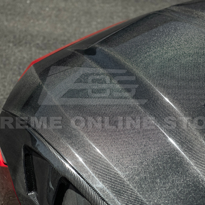 2024-Up Ford Mustang Super Snake Style CARBON FIBER Front Bumper Hood Vented Cover