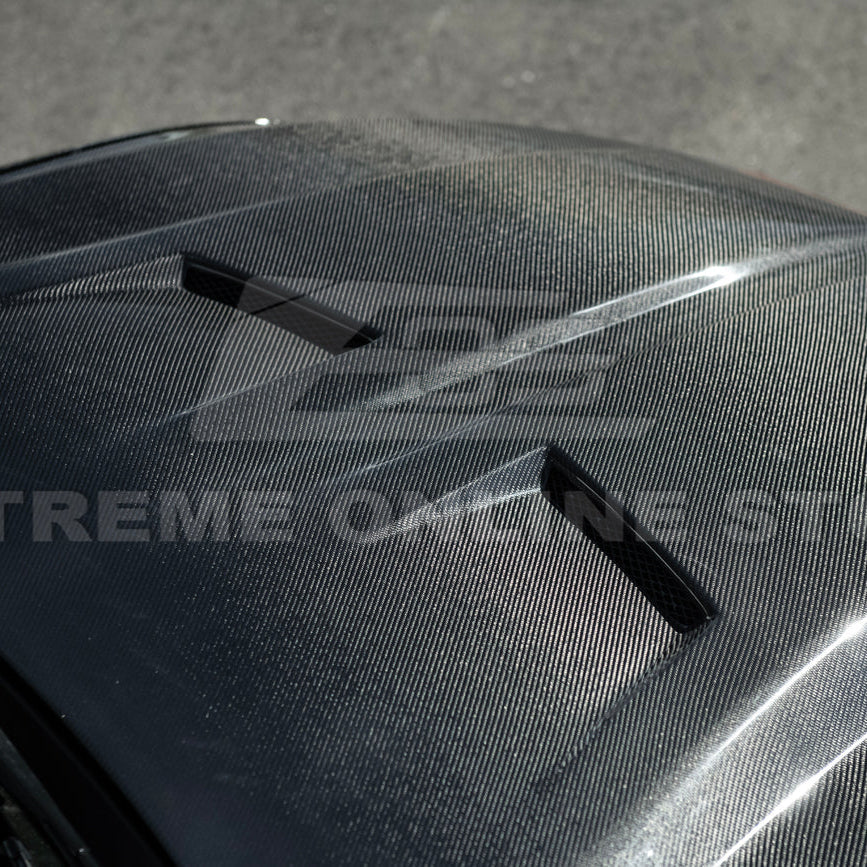 2024-Up Ford Mustang Super Snake Style CARBON FIBER Front Bumper Hood Vented Cover