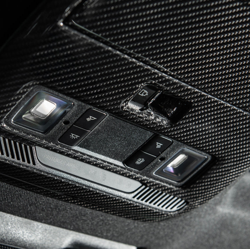 2021-Up Ford F-150 Dry Carbon Fiber Overhead Console Front Map Lamp Frame Panel