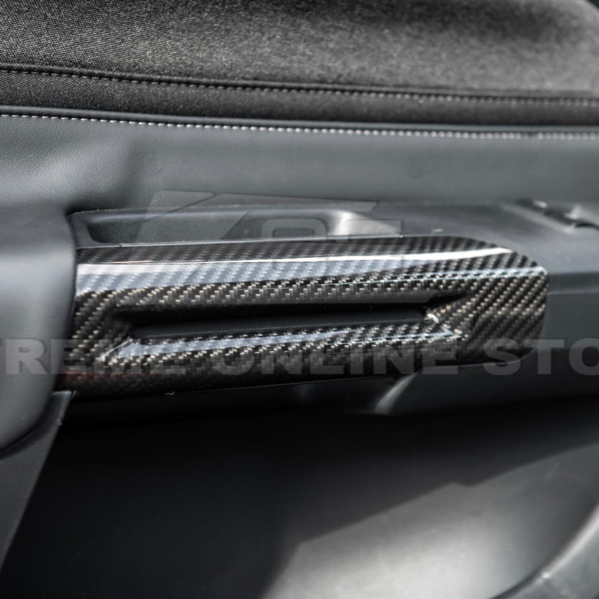 2015-Up Ford Mustang DRY CARBON FIBER Side Door Armrest Panel Trim Cover