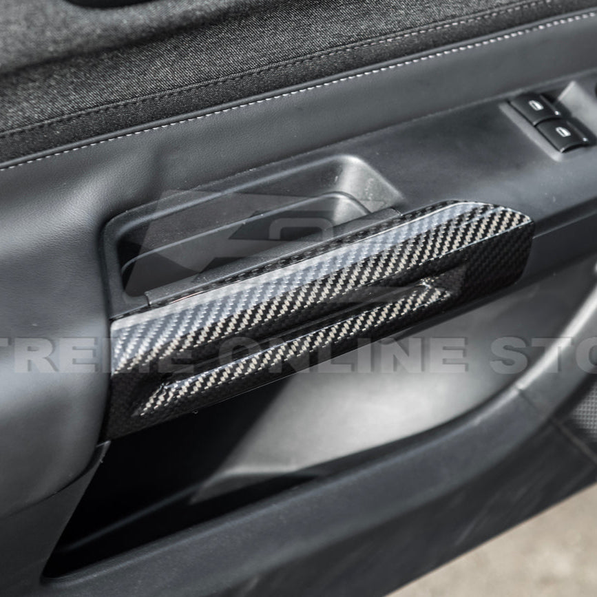 2015-Up Ford Mustang DRY CARBON FIBER Side Door Armrest Panel Trim Cover